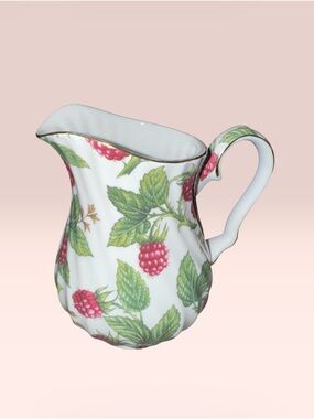 A Special Place 2003 Raspberry Floral Porcelain Creamer Gold Trim
